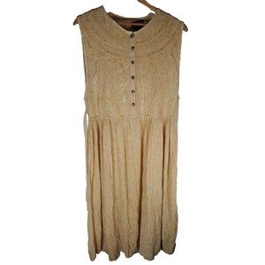 Women's Zoey & Beth Maxi Dress Peasant Embroidered Yellow Sleeveless Rayon L